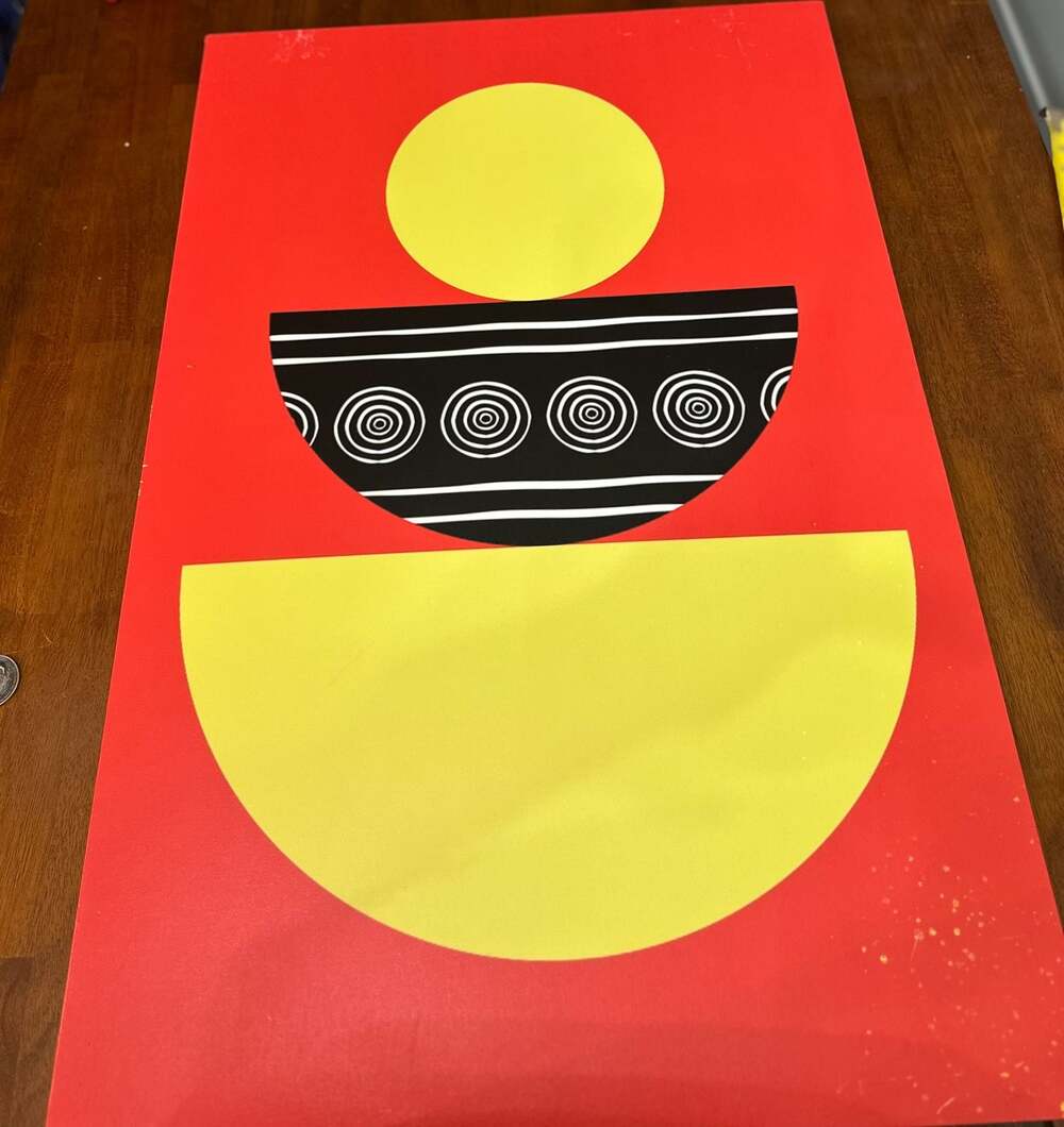 CanvasChamp Abstract Geometric Wall Art, Red Yellow Black Mid-Century Style